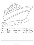 S is for Ship Worksheet