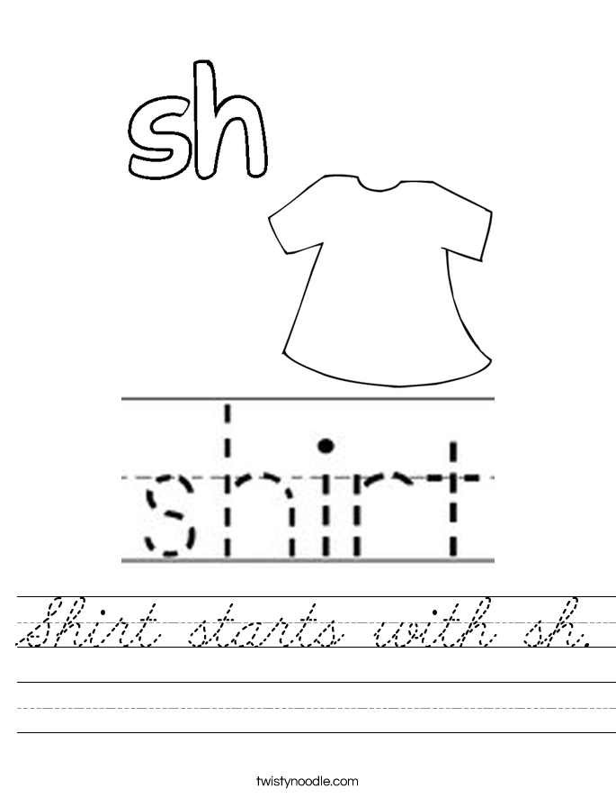 Shirt starts with sh. Worksheet