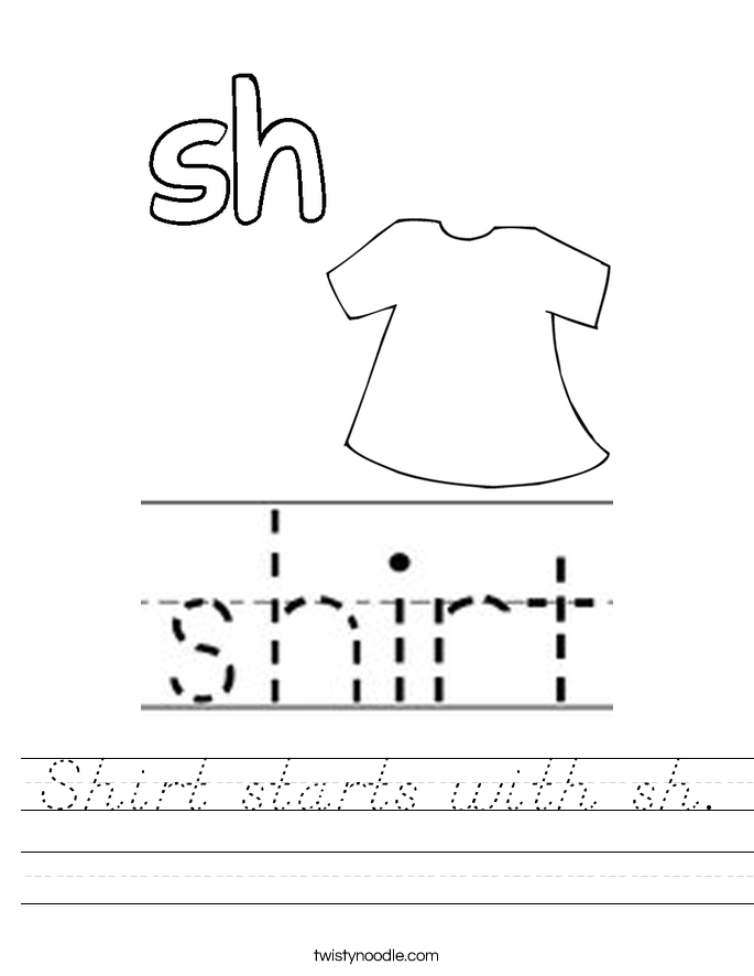 Shirt starts with sh. Worksheet