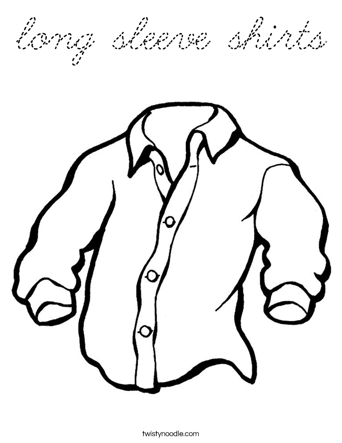 long sleeve shirts Coloring Page - Cursive - Twisty Noodle