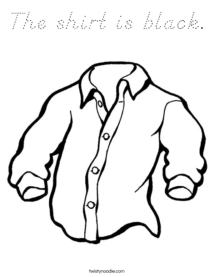 The shirt is black. Coloring Page