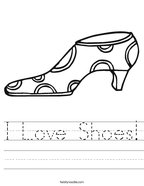 I Love Shoes Handwriting Sheet