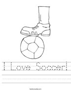 I Love Soccer Handwriting Sheet