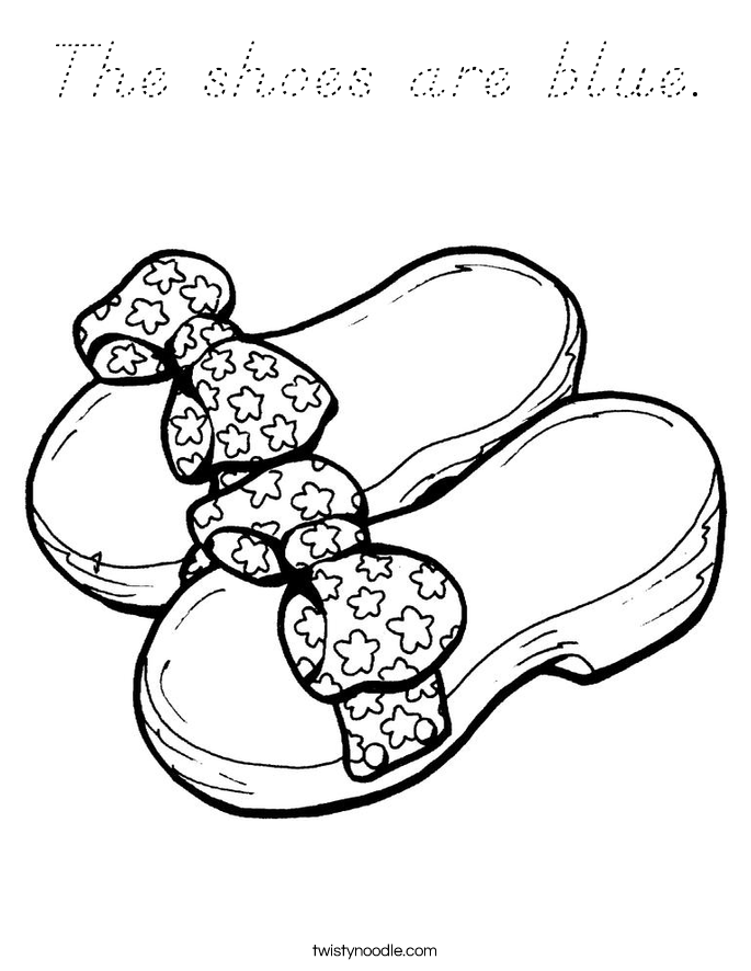 The shoes are blue. Coloring Page