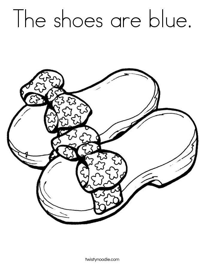 The shoes are blue. Coloring Page