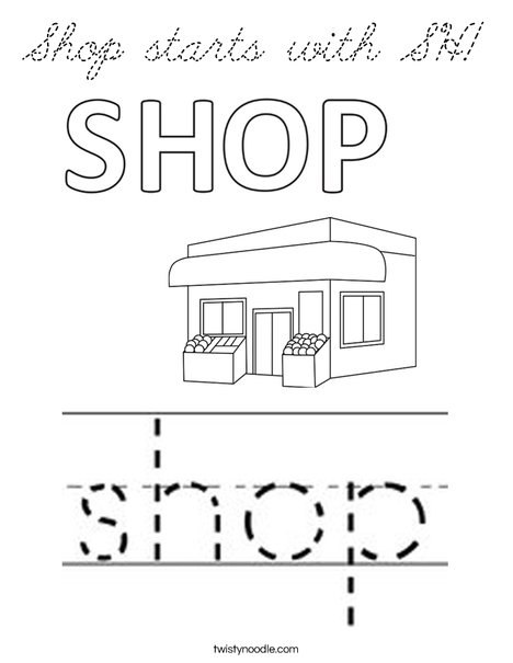 Shop starts with SH! Coloring Page