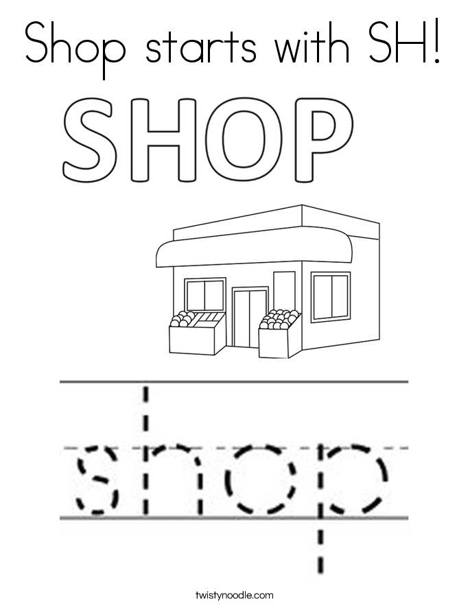 Shop starts with SH! Coloring Page