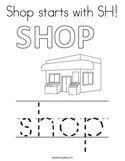 Shop starts with SH Coloring Page