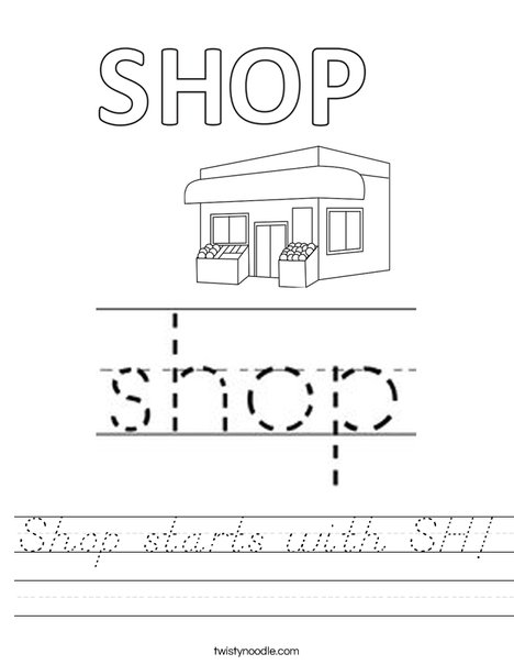 Shop starts with SH! Worksheet
