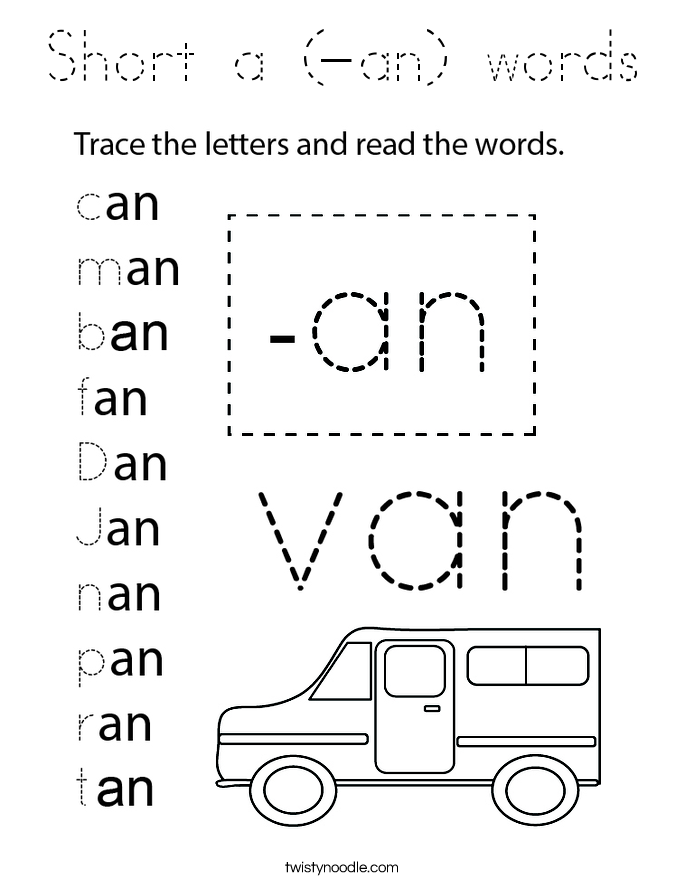 Short a (-an) words Coloring Page