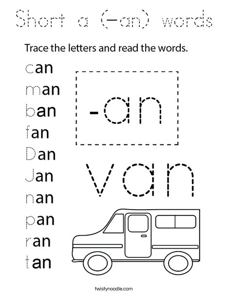 Short a (-an) words Coloring Page