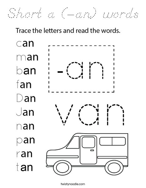 Short a (-an) words Coloring Page