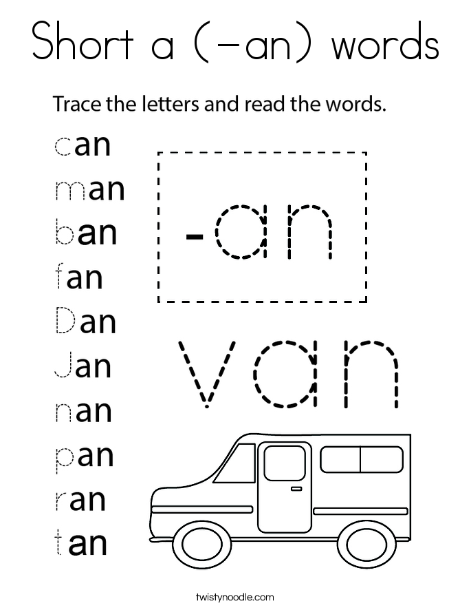 Short a (-an) words Coloring Page