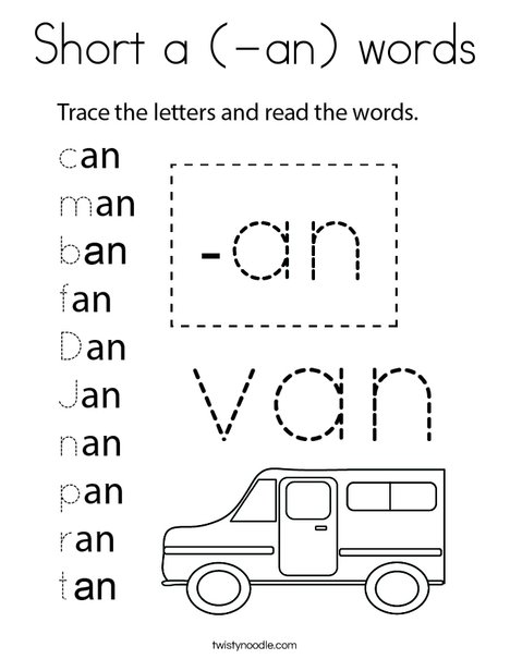 Short a (-an) words Coloring Page