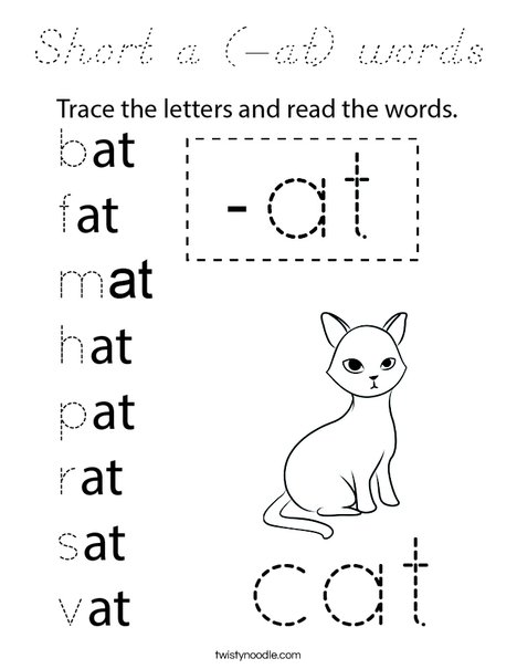 Short a (-at) words Coloring Page