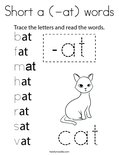 Short a (-at) words Coloring Page