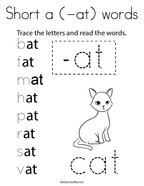 Short a (-at) words Coloring Page