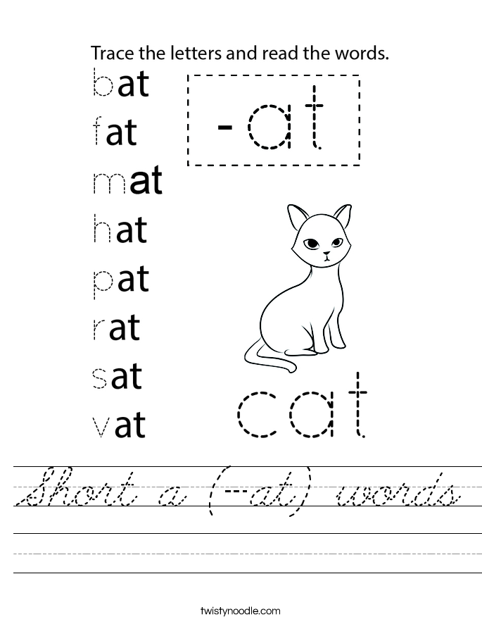 Short a (-at) words Worksheet