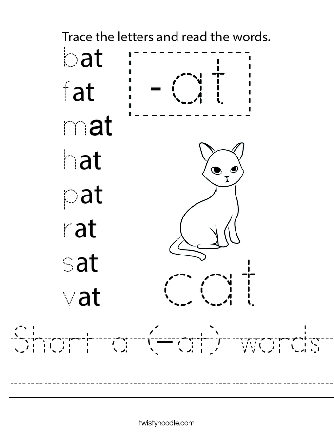 Short a (-at) words Worksheet