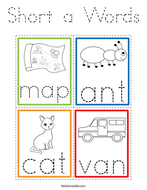 Short a Words Coloring Page