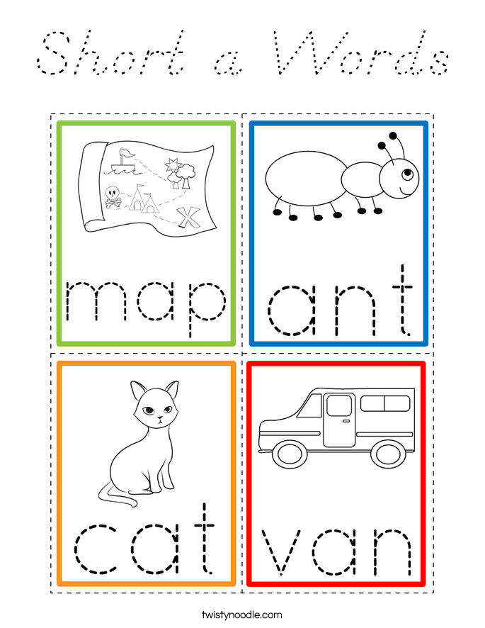 Short a Words Coloring Page