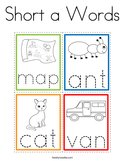 Short a Words Coloring Page