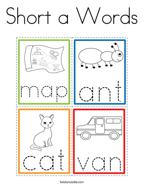 Short a Words Coloring Page