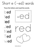 Short e (-ed) words Coloring Page