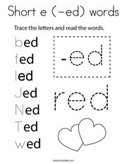 Short e (-ed) words Coloring Page