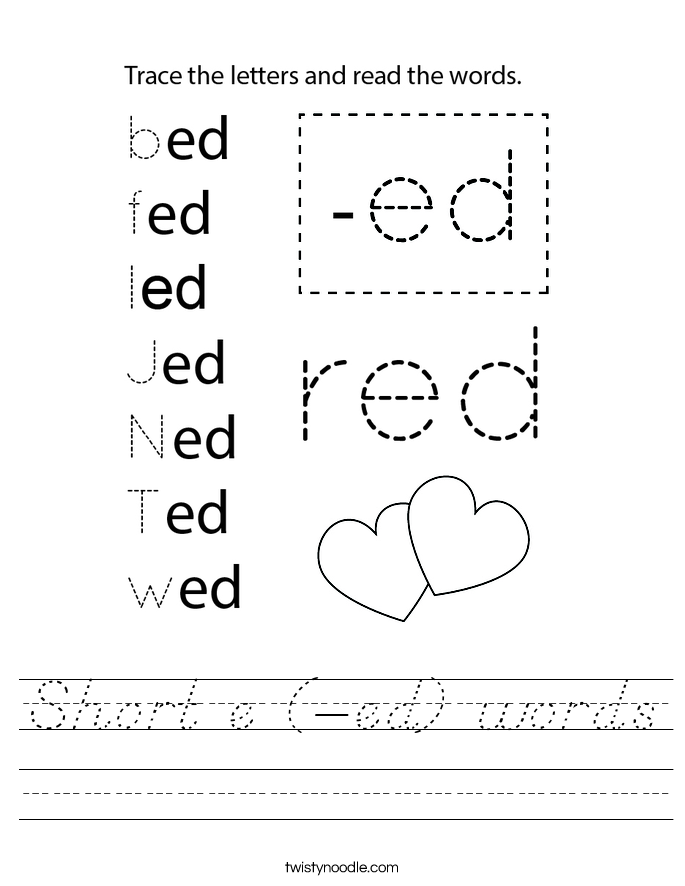Short e (-ed) words Worksheet