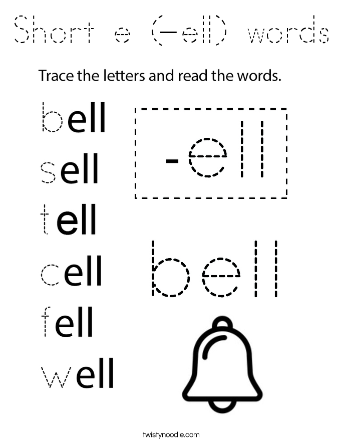 Short e (-ell) words Coloring Page