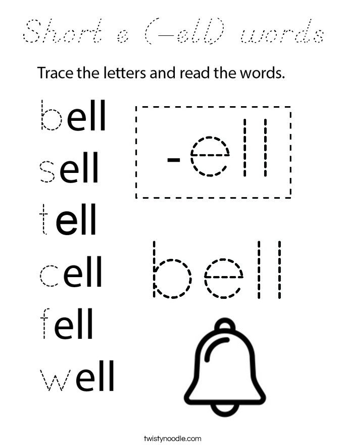 Short e (-ell) words Coloring Page