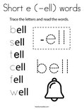 Short e (-ell) words Coloring Page