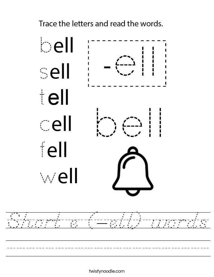 Short e (-ell) words Worksheet