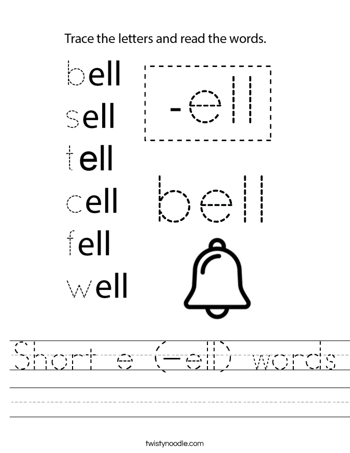Short e (-ell) words Worksheet