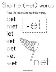 Short e (-et) words Coloring Page