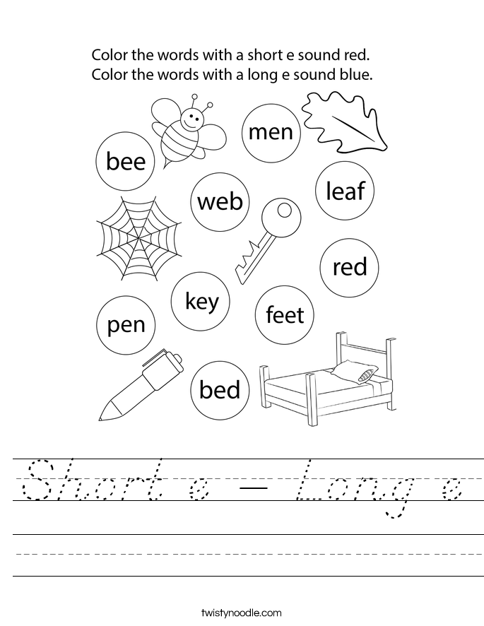 Short e - Long e Worksheet