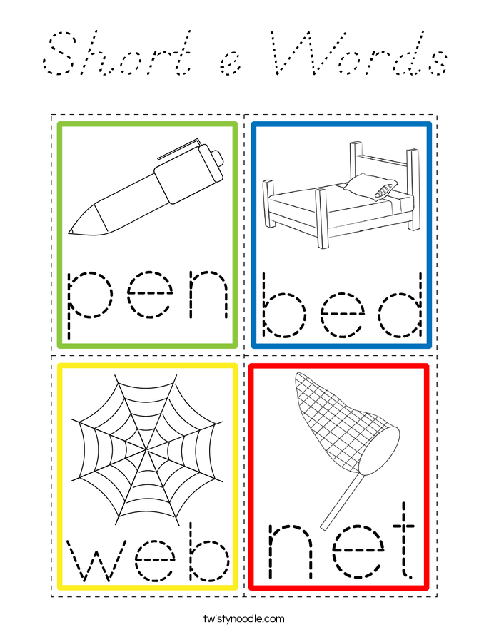 Short e Words Coloring Page