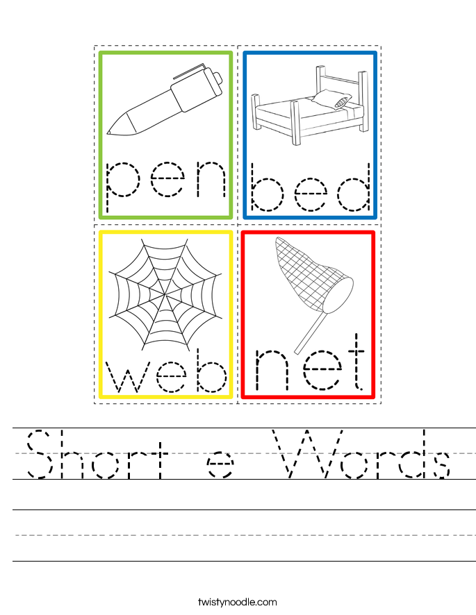 Short e Words Worksheet