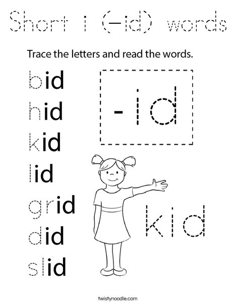 Short i (-id) words Coloring Page