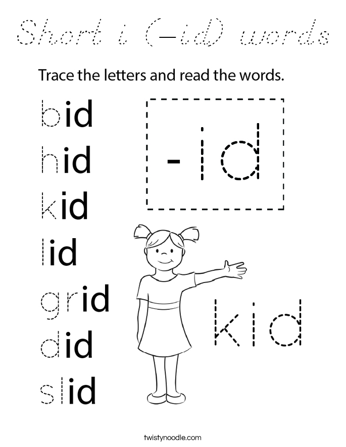Short i (-id) words Coloring Page