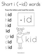 Short i (-id) words Coloring Page