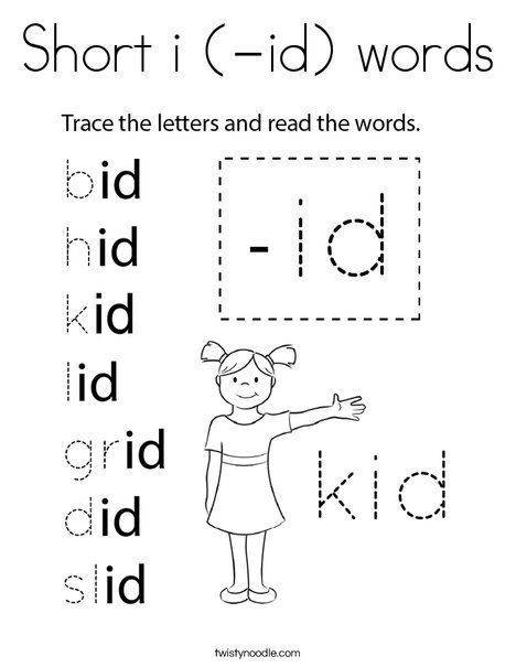 Short i (-id) words Coloring Page