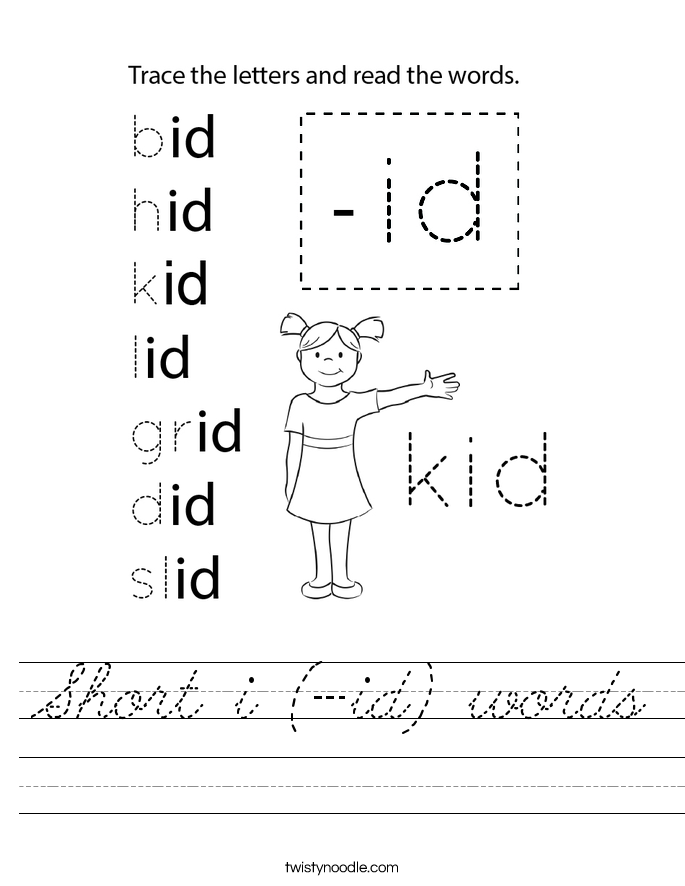 Short i (-id) words Worksheet