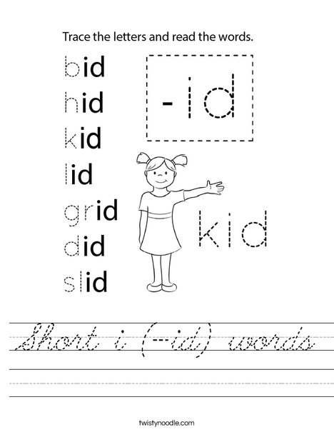 Short i (-id) words Worksheet