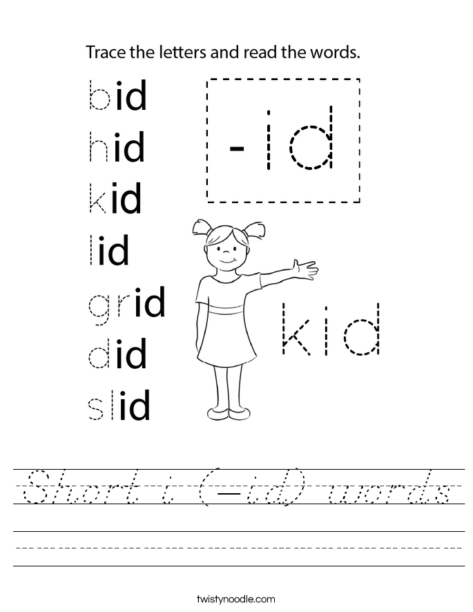 Short i (-id) words Worksheet
