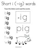 Short i (-ig) words Coloring Page