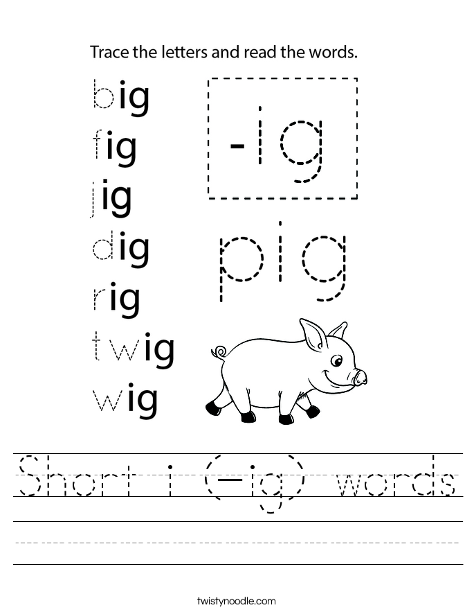 Short i (-ig) words Worksheet