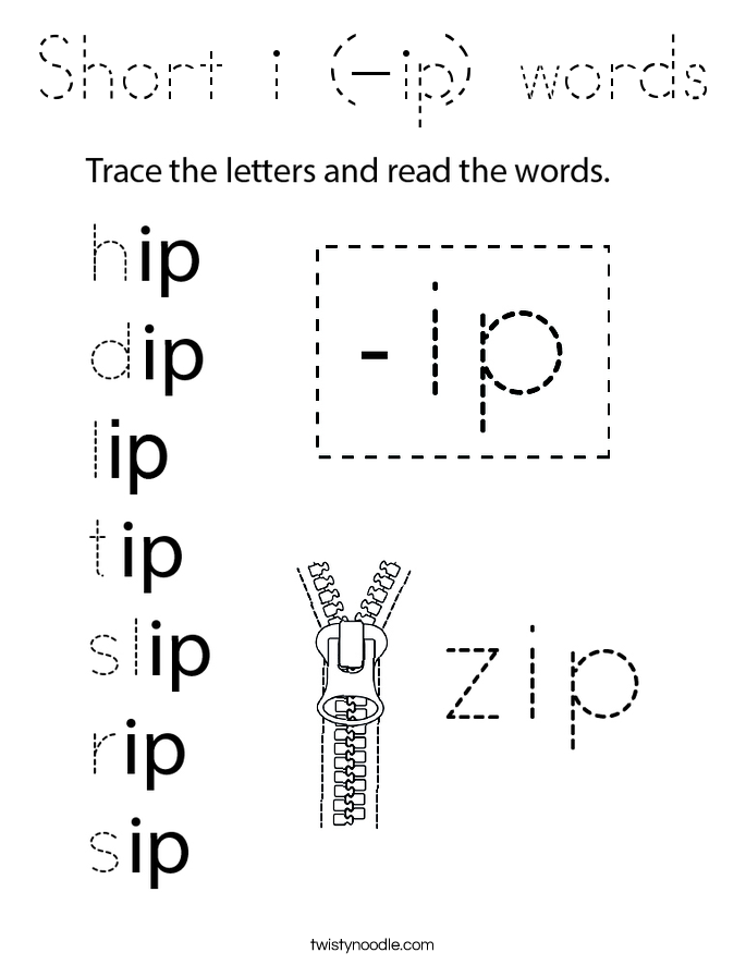 Short i (-ip) words Coloring Page