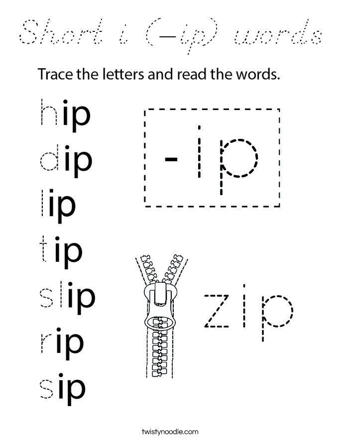 Short i (-ip) words Coloring Page